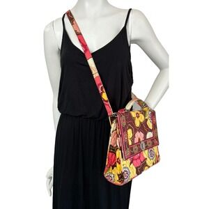 Vera Bradley Julia Buttercup Purse Framed Convertible Crossbody Turn Lock Brown